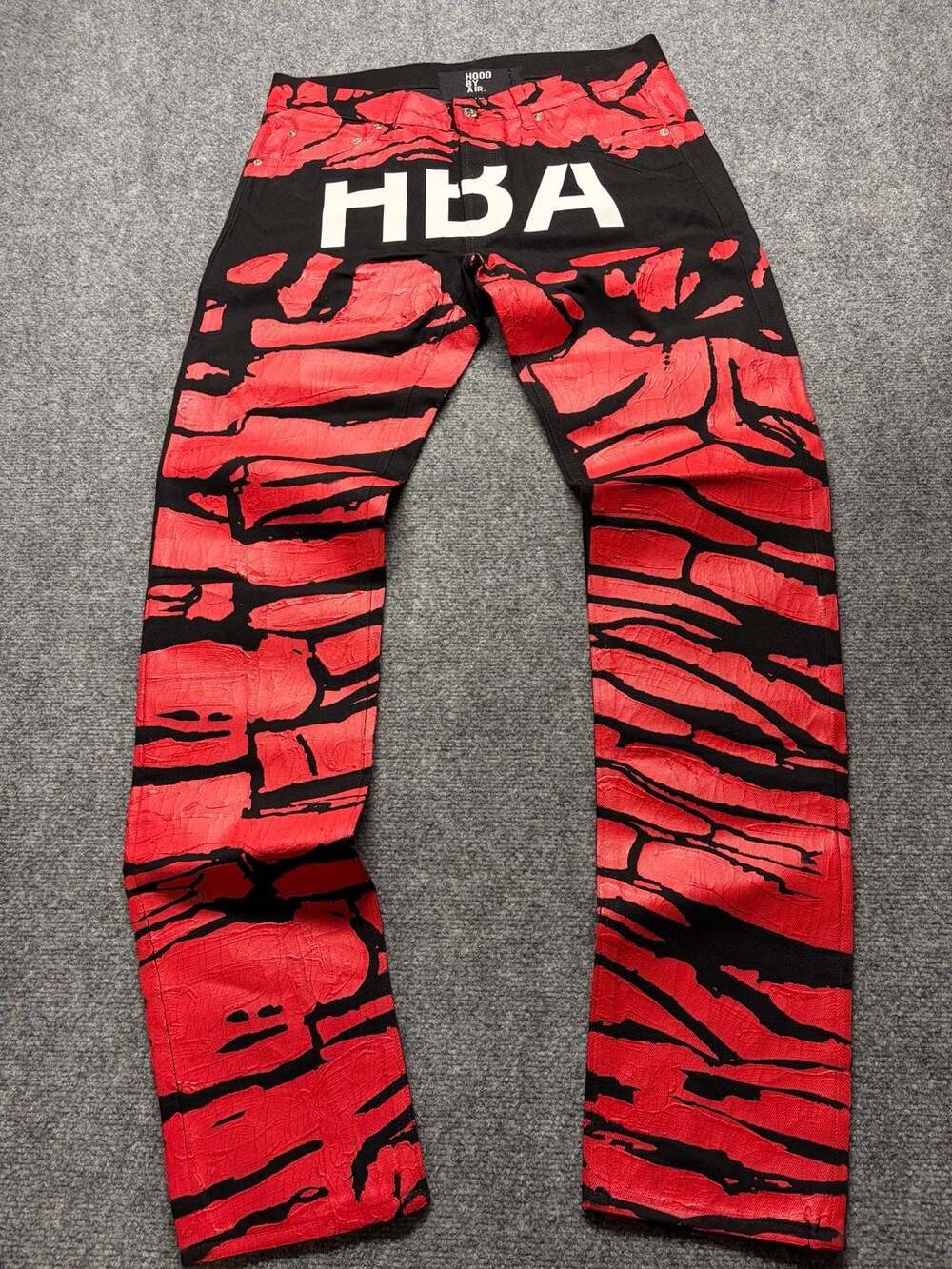 Hood By Air 16SS red Painted Cracked Splatter Logo Jeans 2016-size 32 streetwear